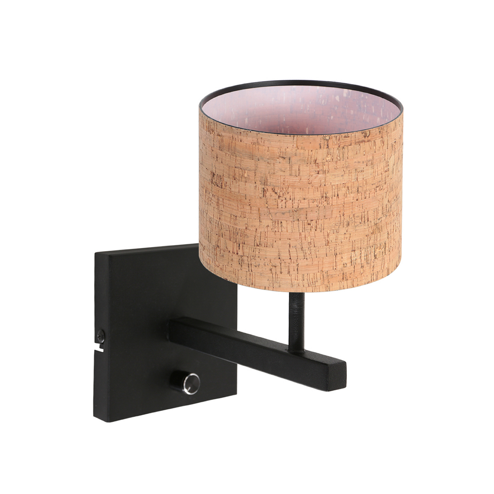 Stang wall lamp, black/brown, height 25 cm, cork